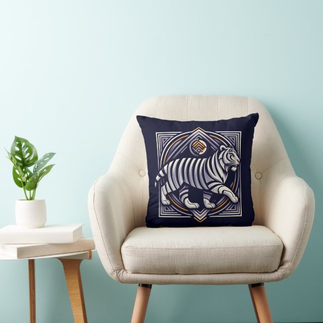 Coussin Vintage Tiger Bleu Marine (Chaise)