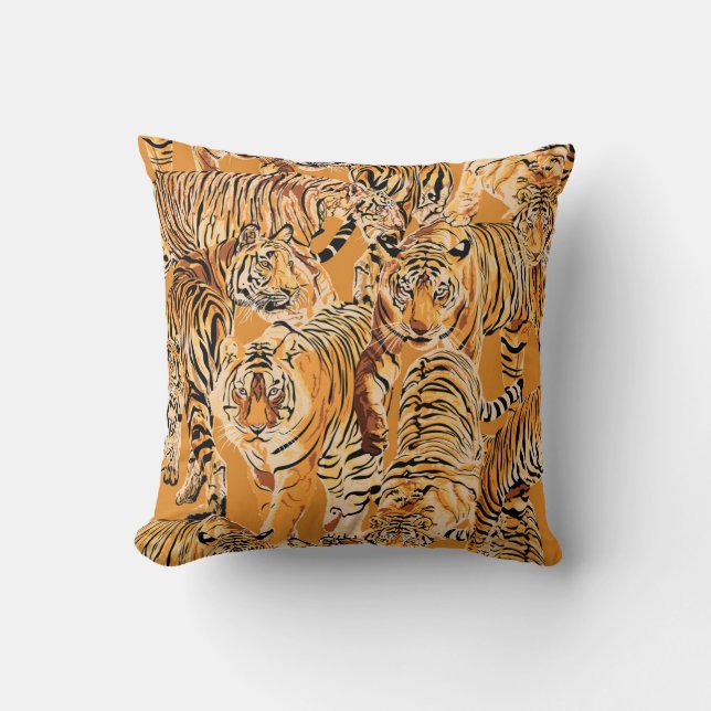 Coussin Vintage Tiger Safari Motif de la faune (Recto)