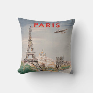 Coussin Vintage Tour Eiffel Paris Air Travel Publicité