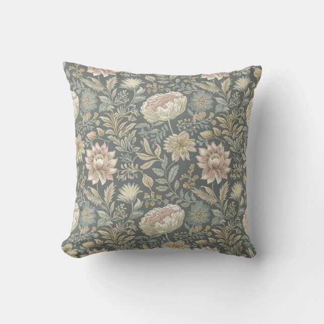 Coussin Vintage traditionnel Floral Muté Botanique (Recto)