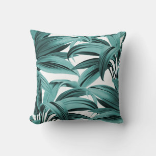 Coussin Vintage Tropical Palm Botanique Aquarelle Turquois