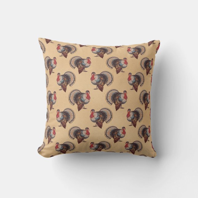 Coussin Vintage Turquie Thanksgiving Jeu d'oreiller (Recto)