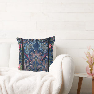 Coussin Vintage Victorian Blue Velvet Floral