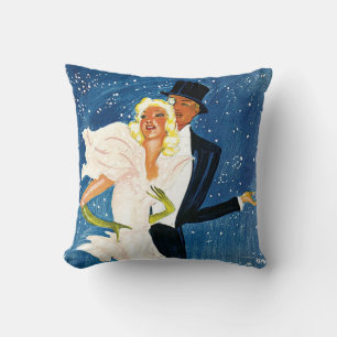 Coussin Vintage voyage, Amour Romance hiver à Monte Carlo