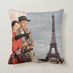 Coussin Vintage voyage - Amoureux à Paris