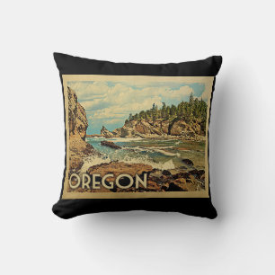 Coussin Vintage voyage de falaises de plage de l'Oregon