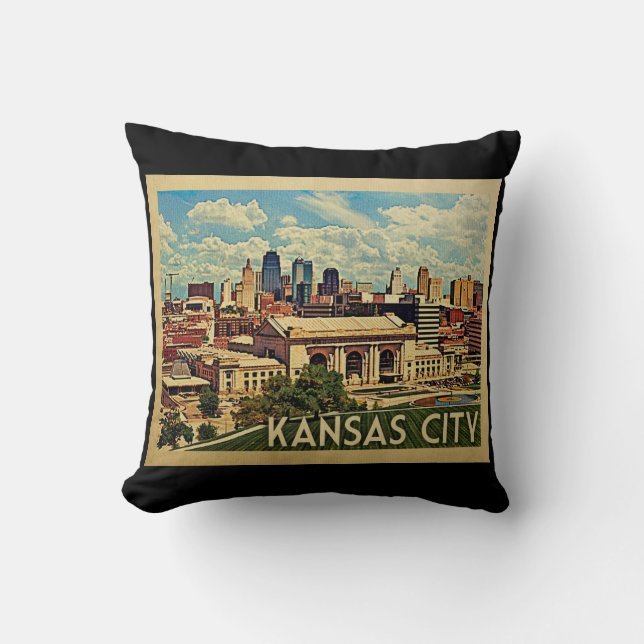 Coussin Vintage voyage de Kansas City Missouri (Recto)