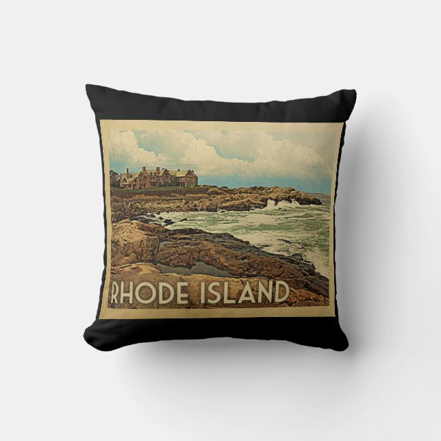 Coussin Vintage voyage de la côte de l'île Rhode (Recto)