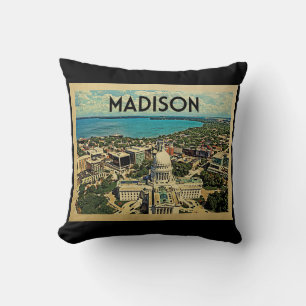 Coussin Vintage voyage de Madison le Wisconsin