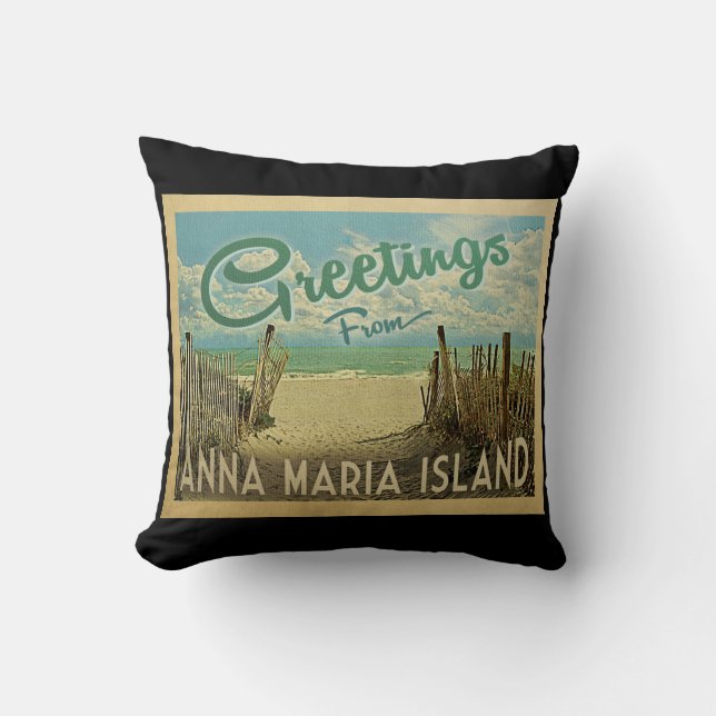 Coussin Vintage voyage de plage Anna Maria Island (Recto)