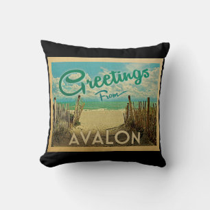 Coussin Vintage voyage de plage d'Avalon