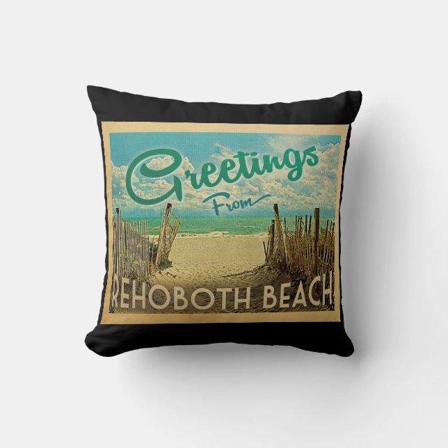 Coussin Vintage voyage de plage Rehoboth (Recto)