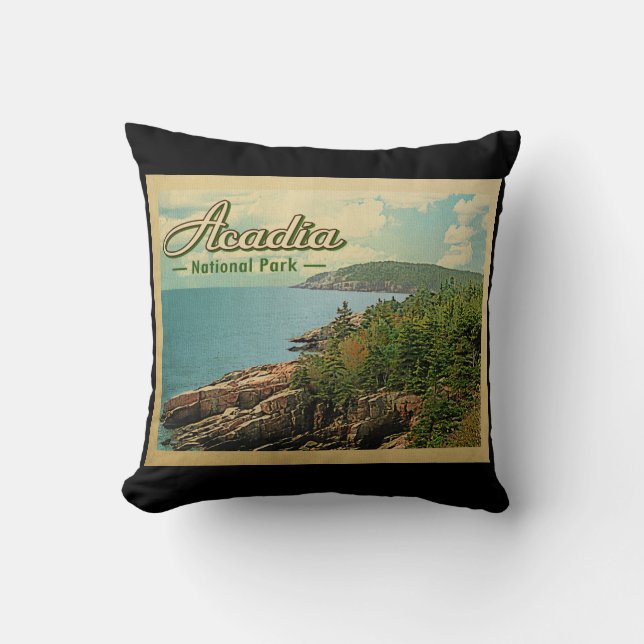Coussin Vintage voyage du parc national Acadia (Recto)