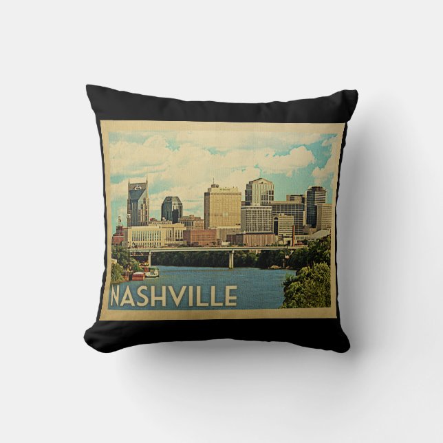 Coussin Vintage voyage du Tennessee de Nashville (Recto)