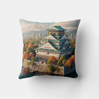 Coussin Vintage voyage paysager japonais du château d'Osak