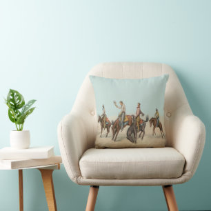 Coussin Vintage Western 4 Cowboys à cheval