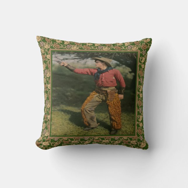 Coussin Vintage Western Cowboy avec des changements (Recto)