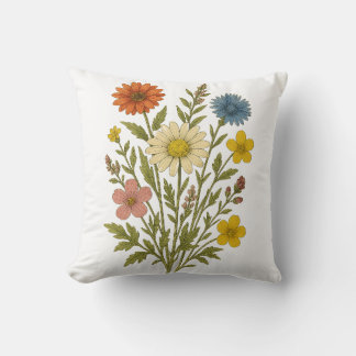 Coussin Vintage Wildflower cotton throw pillow