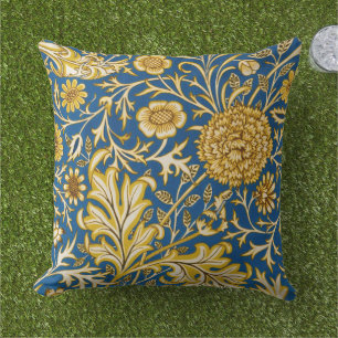 Coussin Vintage William Morris Cherwell Bleu Art Floral