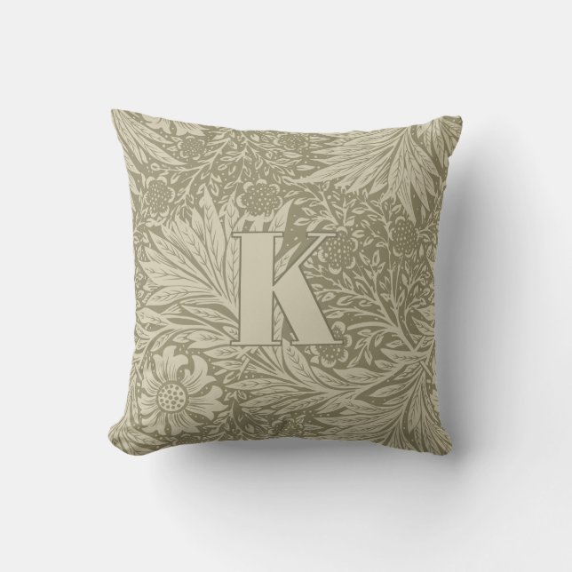 Coussin Vintage William Morris Marigold Motif Monogramme (Recto)