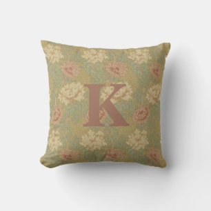 Coussin Vintage William Morris Rust Bleu Chrysanthemum