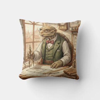 Coussin Vintage Wise Turtle Architect Throw Pillow