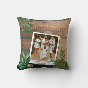 Coussin Vintage Wood Acorn Noël Photo