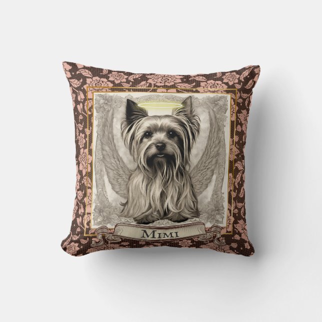 Coussin Vintage Yorkshire Terrier Angel Customisé (Recto)