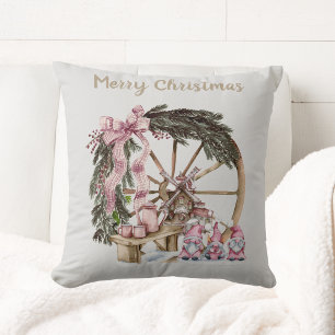 Coussin VintagePink Gnomes et Wagon Wheel