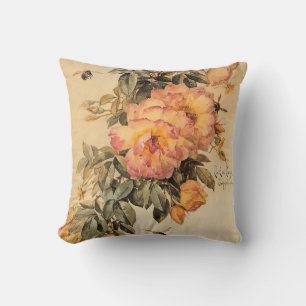 Coussin Vintages "Roses et bourdons"