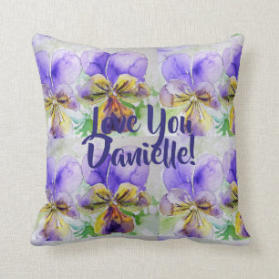 Coussin Viola Aquarelle Fleurs Floral Love You Cushion