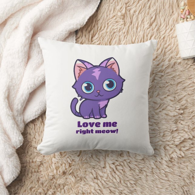 Coussin Violet Anime Chat Vector Art Blanc (Couverture)
