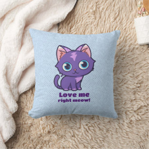 Coussin Violet Anime Chat Vector Art Bleu