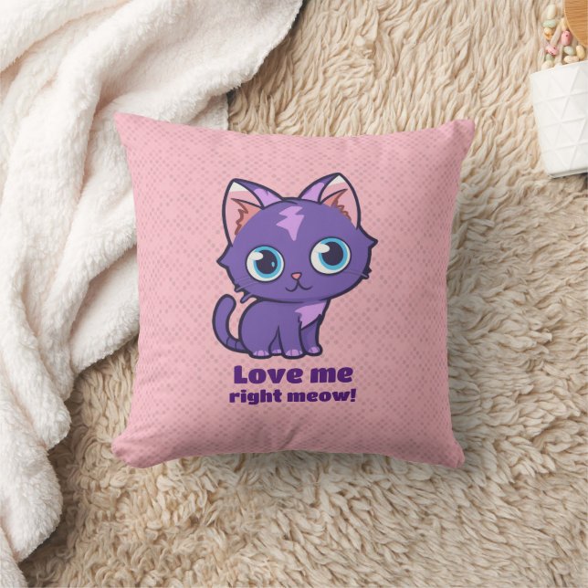 Coussin Violet Anime Chat Vector Art Rose (Couverture)