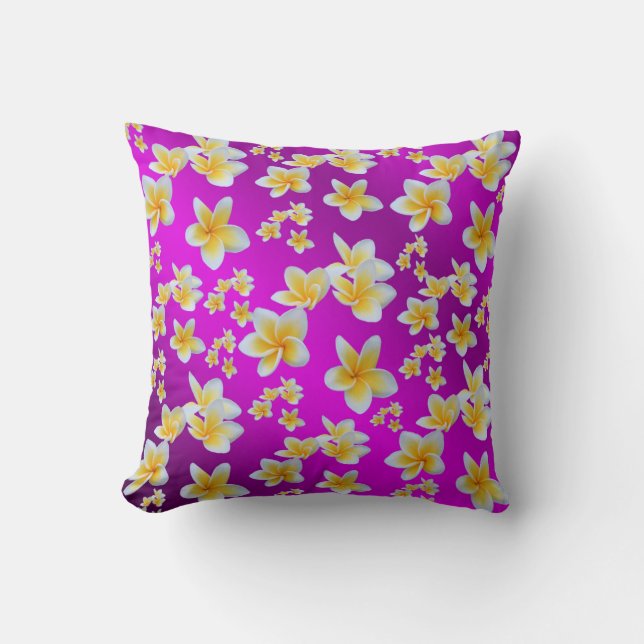 Coussin violet,asiatique, jaune, blanc, floraison, brillan (Recto)