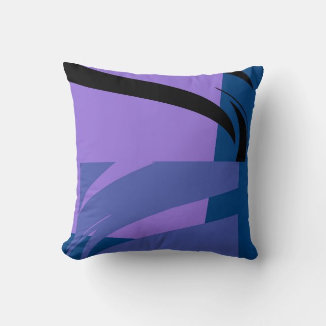 Coussin Violet bleu noir Retro Art Abstrait (Recto)