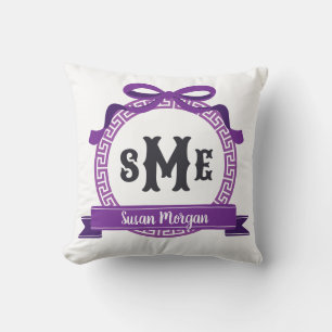 Coussin Violet Clair Monogramme à Arc Grec Pourpre Vivant
