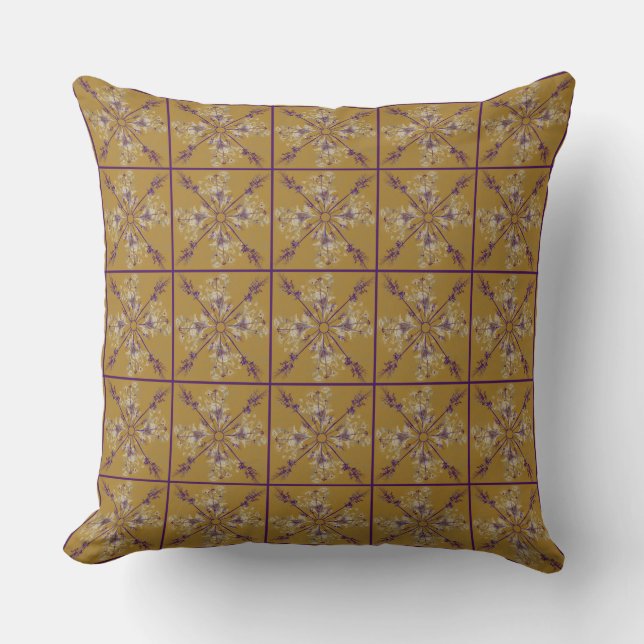 Coussin Violet classique et Motif moutarde (Recto)