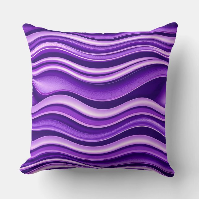 Coussin Violet et blanc Vagues Motif moderne Abstrait (Recto)