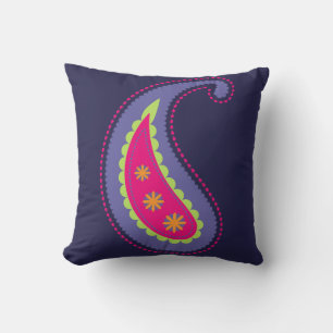 Coussin Violet et Rose Paisley