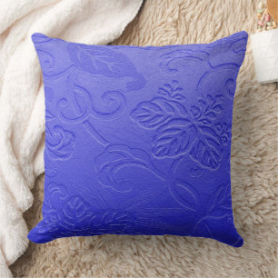 Coussin Violet Faux Motif Feuille Embossé