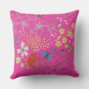 Coussin Violet floral de printemps de fille