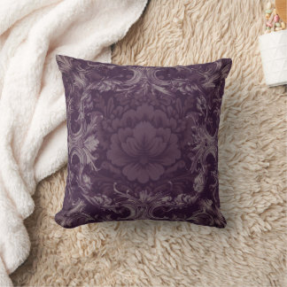 Coussin Violet foncé uni à motif de rinceaux gothique vict