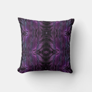 Coussin Violet foncé violet pourpre Abstraite plumes textu