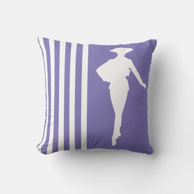 Coussin Violet Grandes Modernes avec Silhouette Mode (Recto)