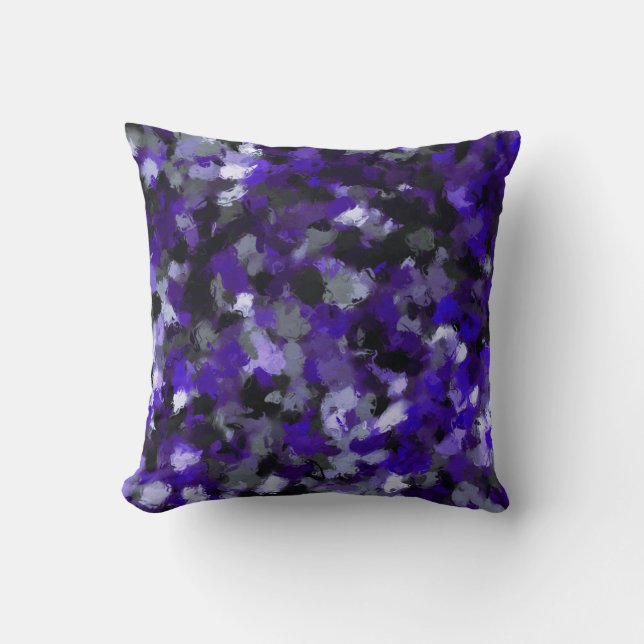 Coussin Violet, gris, noir et bleu Abstrait (Recto)