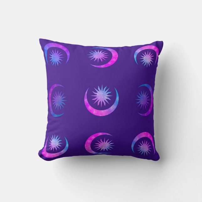 Coussin Violet Indigo Violet Lune & Soleil Zen Chambre (Recto)