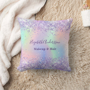 Coussin Violet lavande nom holographique entreprise