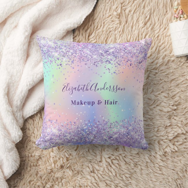 Coussin Violet lavande nom holographique entreprise (Couverture)