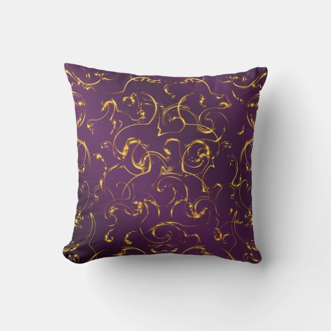 Coussin violet, lilas, or, or, vibes, abstrait, (Recto)
